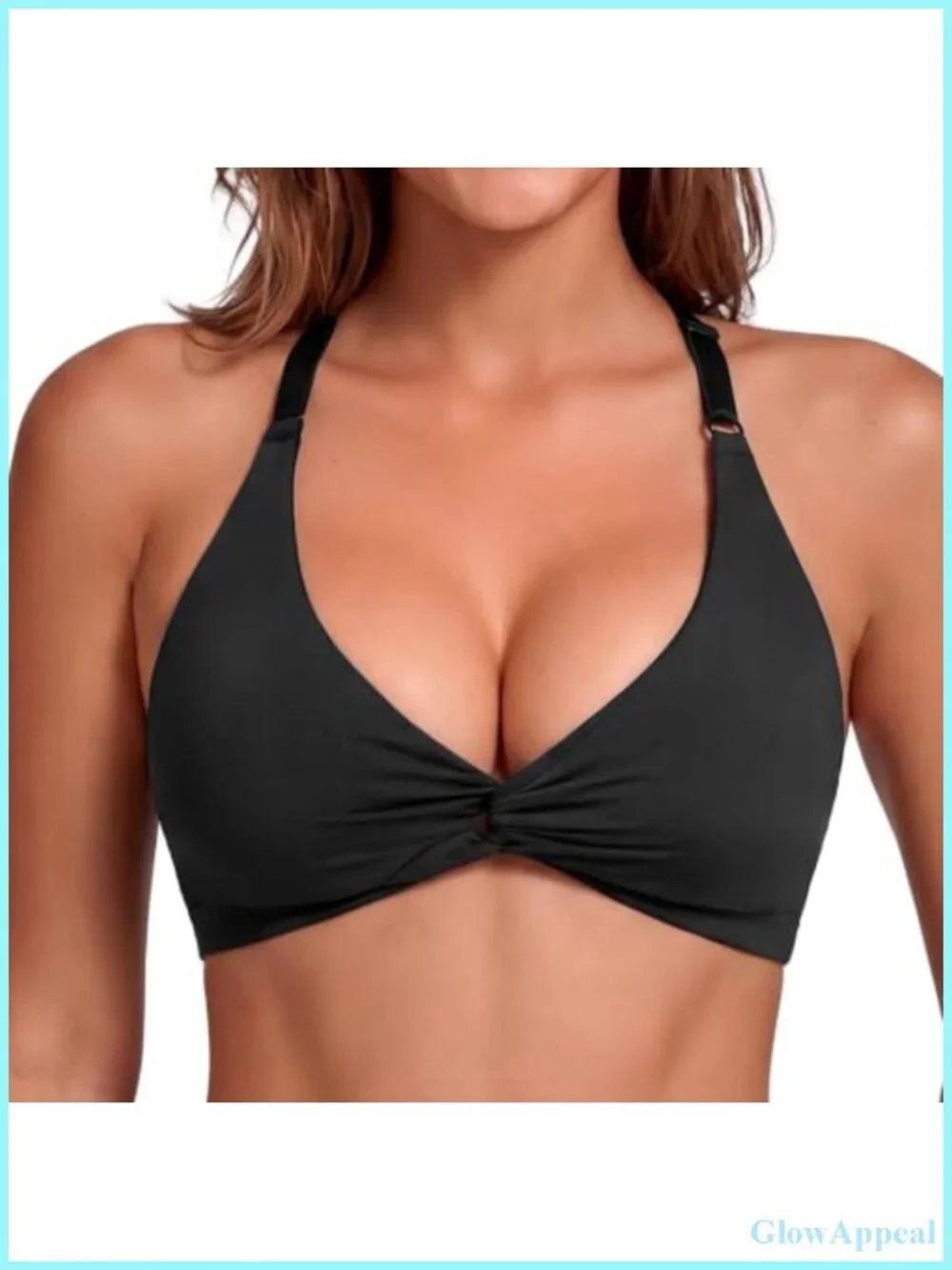 Halter Sports Bra Open Back Twist Front Workout Top